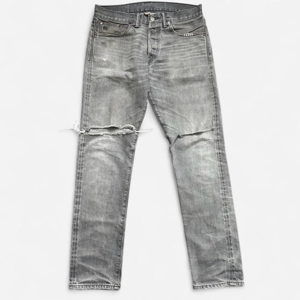 Ralph Lauren RRL Gray Distressed Selvedge Slim Narrow Jeans Sz 30x30 (31x30.5)